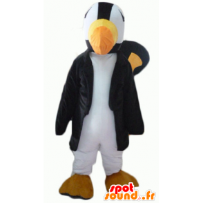 Mascot toucan, parrot black, white and yellow - MASFR22704 - Mascots of parrots