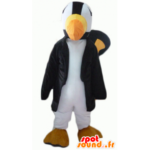 Mascotte de toucan, de perroquet noir, blanc et jaune - MASFR22704 - Mascottes de perroquets