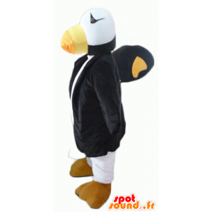 Mascot toekan, papegaai zwart, wit en geel - MASFR22704 - mascottes papegaaien