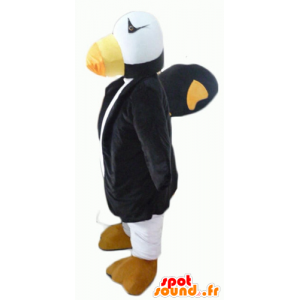 Mascotte de toucan, de perroquet noir, blanc et jaune - MASFR22704 - Mascottes de perroquets