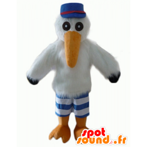 Mascot gaivota e cegonha com um boné e uma camisa - MASFR22706 - Mascotes do oceano