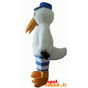 Mascot gaivota e cegonha com um boné e uma camisa - MASFR22706 - Mascotes do oceano