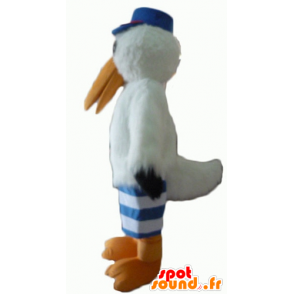 Mascot meeuw en ooievaar met een pet en een trui - MASFR22706 - Mascottes van de oceaan