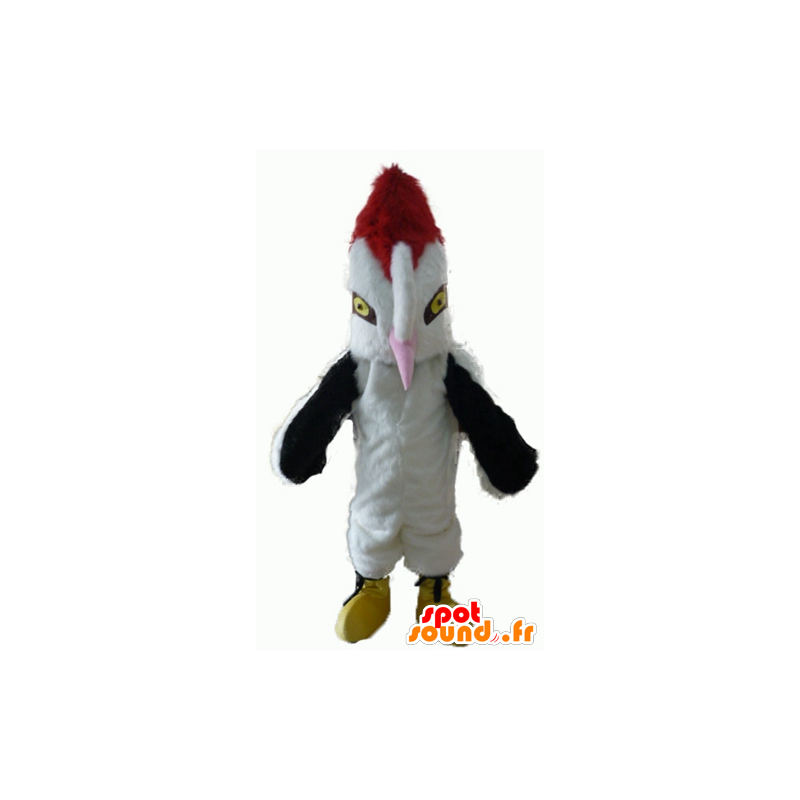 Mascot mooie witte vogel, zwart en rood met een grote snavel - MASFR22707 - Mascot vogels