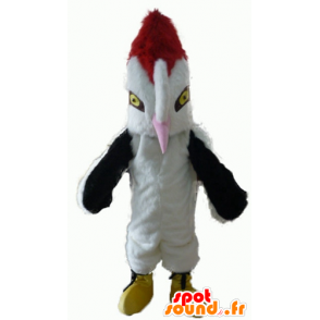 Maskotti kaunis valkoinen lintu, musta ja punainen iso nokka - MASFR22707 - maskotti lintuja