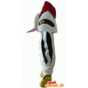 Mascot vakker hvit fugl, svart og rød med en stor nebb - MASFR22707 - Mascot fugler