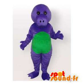 Fialové a zelené dinosaurus maskot. Dinosaur Costume - Maskoti dinosaurů - MASFR006519 - SpotSound.fr