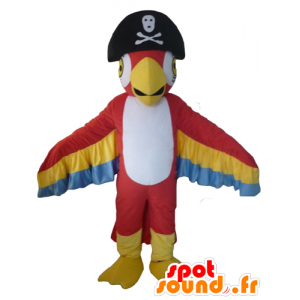 海賊の帽子をかぶったトリコロールのオウムのマスコット-MASFR22709-オウムのマスコット