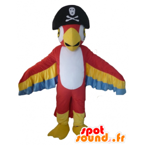 Mascot tricolor papegaai, met een piraat hoed - MASFR22709 - mascottes papegaaien