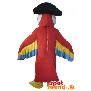 Tricolor Papagei Maskottchen mit einem Piratenhut - MASFR22709 - Maskottchen der Papageien