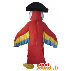 Mascotte de perroquet tricolore, avec un chapeau de pirate - MASFR22709 - Mascottes de perroquets