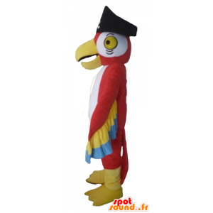 Mascot papagaio tricolor, com um chapéu de pirata - MASFR22709 - mascotes papagaios