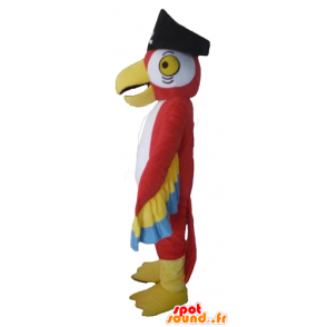 Mascot tricolor papegaai, met een piraat hoed - MASFR22709 - mascottes papegaaien