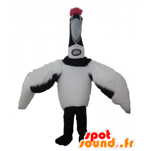 Mascot grande uccello bianco e nero, uccello migratore - MASFR22712 - Mascotte degli uccelli