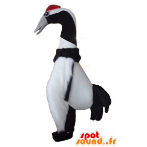 Mascotte de grand oiseau noir et blanc, d'oiseau migrateur - MASFR22712 - Mascotte d'oiseaux