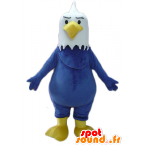 Eagle mascot blue, white and yellow, giant plump - MASFR22713 - Mascot of birds
