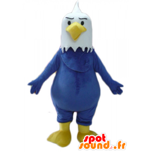 Mascot blauwe adelaar, wit en geel, reus, mollige - MASFR22713 - Mascot vogels