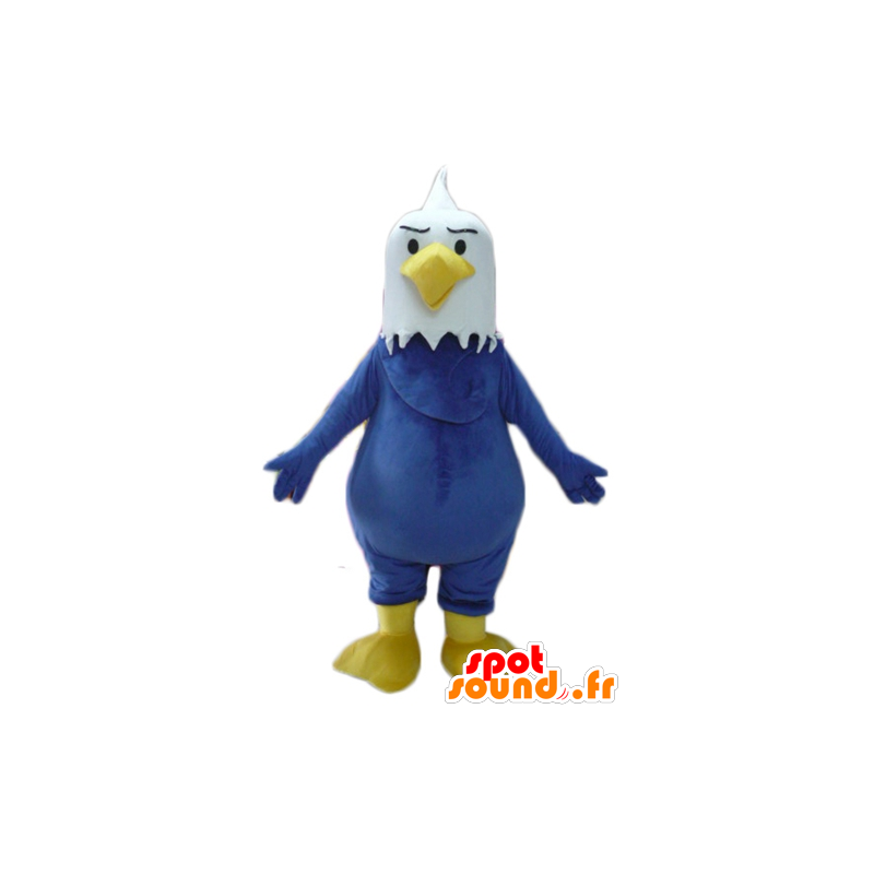 Eagle mascot blue, white and yellow, giant plump - MASFR22713 - Mascot of birds