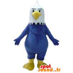 Mascot blauwe adelaar, wit en geel, reus, mollige - MASFR22713 - Mascot vogels