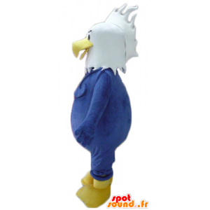 Mascot águia azul, branco e amarelo, gigante, gordo - MASFR22713 - aves mascote