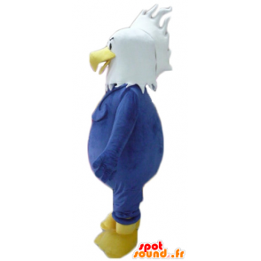 Aquila mascotte blu, bianco e giallo, paffuto gigante - MASFR22713 - Mascotte degli uccelli