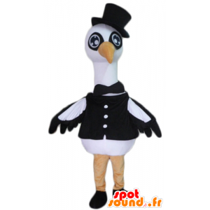 Mascot joutsen, haikara, iso musta ja valkoinen lintu - MASFR22714 - maskotteja Swan