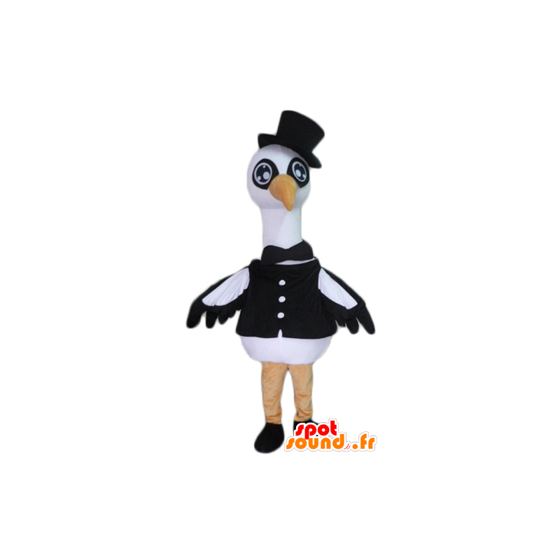 Mascot cisne, cegonha, pássaro preto e branco grande - MASFR22714 - mascotes Swan