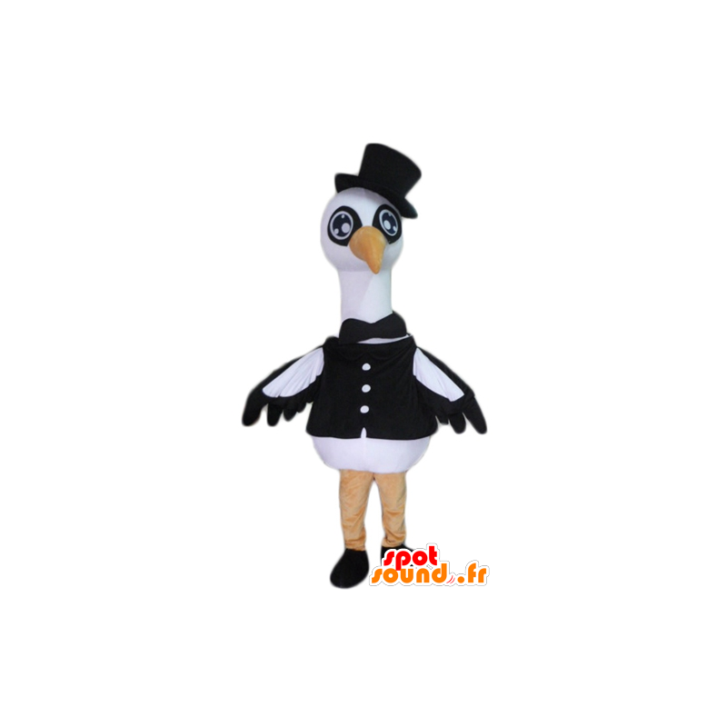 Mascot swan, stork, large black and white bird - MASFR22714 - Mascots Swan