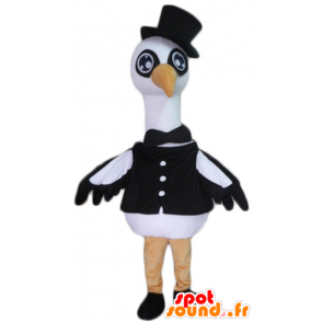 Mascot cisne, cegonha, pássaro preto e branco grande - MASFR22714 - mascotes Swan