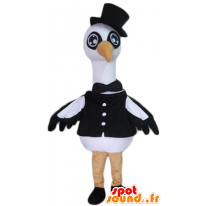 Mascot svane, stork, stor svart og hvit fugl - MASFR22714 - Maskoter Swan