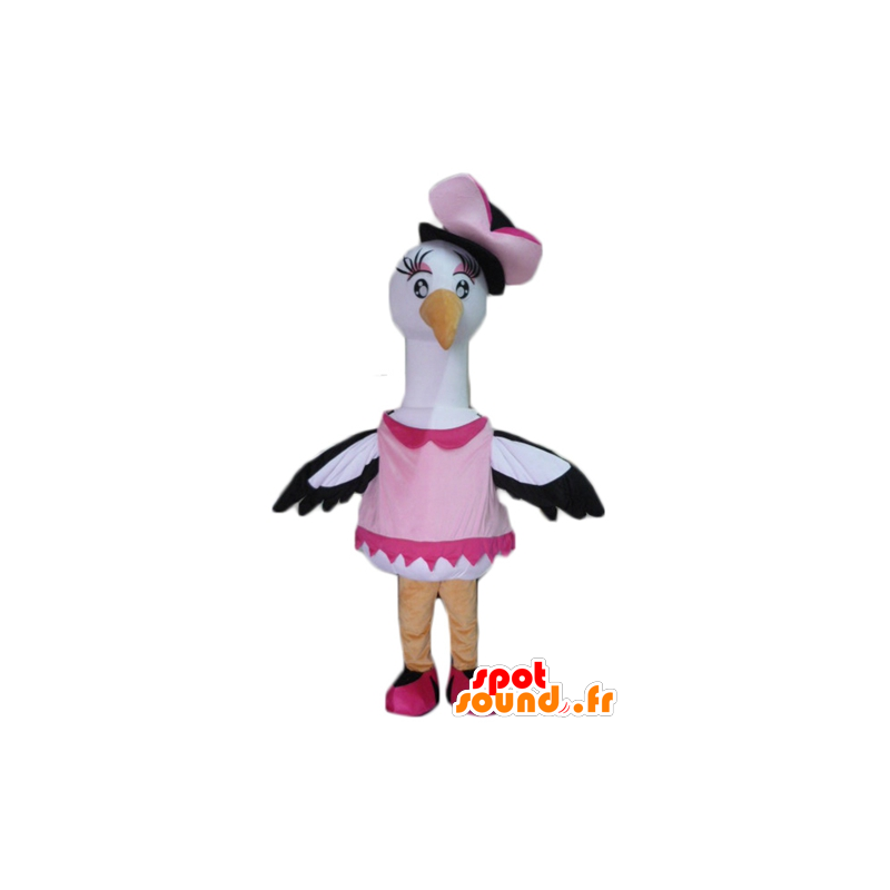 Mascot joutsen, haikara, iso musta ja valkoinen lintu - MASFR22715 - maskotteja Swan