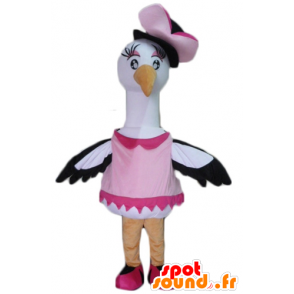 Maskotsvan, stork, stor svartvit fågel - Spotsound maskot