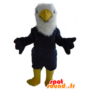 Large blue eagle mascot, white and yellow, all hairy - MASFR22716 - Mascot of birds