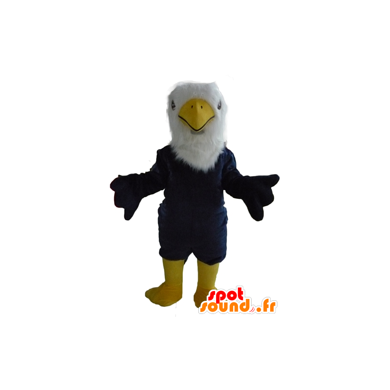 Mascot grote blauwe adelaar, wit en geel, al harige - MASFR22716 - Mascot vogels