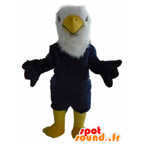 Mascot grote blauwe adelaar, wit en geel, al harige - MASFR22716 - Mascot vogels