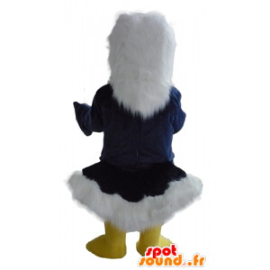 Mascote grande águia azul, branco e amarelo, todo peludo - MASFR22716 - aves mascote