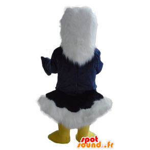 Mascote grande águia azul, branco e amarelo, todo peludo - MASFR22716 - aves mascote