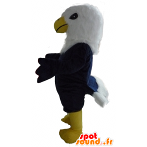 Grande azul mascota águila, blanco y amarillo, toda peluda - MASFR22716 - Mascota de aves