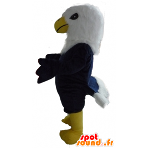 Large blue eagle mascot, white and yellow, all hairy - MASFR22716 - Mascot of birds