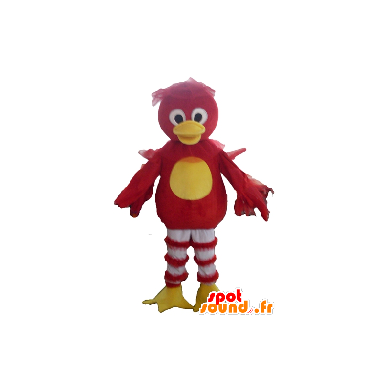 Mascotte uccello rosso, giallo e bianco, anatra - MASFR22719 - Mascotte di anatre