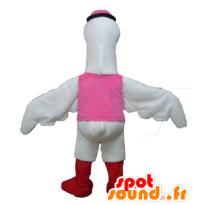 Mascotte de cygne, de cigogne, de grand oiseau blanc - MASFR22720 - Mascottes Cygne