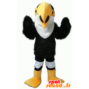 Mascotte de toucan, de perroquet noir, blanc et jaune - MASFR22721 - Mascottes de perroquets