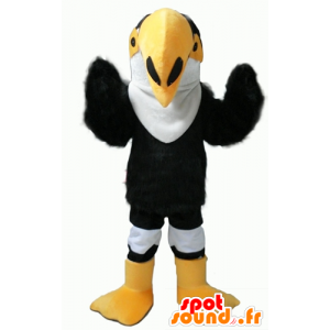 Tucano mascotte, pappagallo nero, bianco e giallo - MASFR22721 - Mascotte di pappagalli