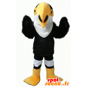 Mascot toucan, papukaija musta, valkoinen ja keltainen - MASFR22721 - Mascottes de perroquets