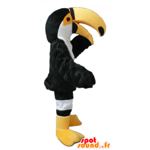 Mascotte de toucan, de perroquet noir, blanc et jaune - MASFR22721 - Mascottes de perroquets