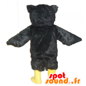 Mascot preto coruja, branco e amarelo, todo peludo - MASFR22722 - aves mascote