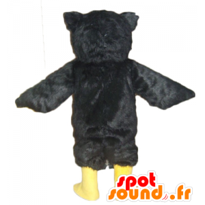 Mascot ugle svart, hvit og gul, alle hårete - MASFR22722 - Mascot fugler