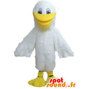Mascotte de mouette, de goéland blanc et jaune - MASFR22724 - Mascottes de l'océan