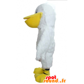 Mascotte de mouette, de goéland blanc et jaune - MASFR22724 - Mascottes de l'océan