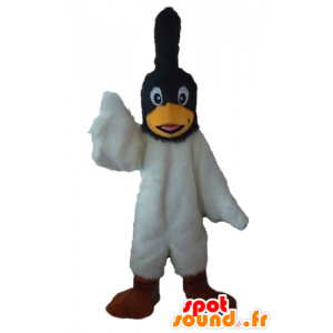 Mascot van zwarte en witte vogel met een kuif op het hoofd - MASFR22725 - Mascot vogels